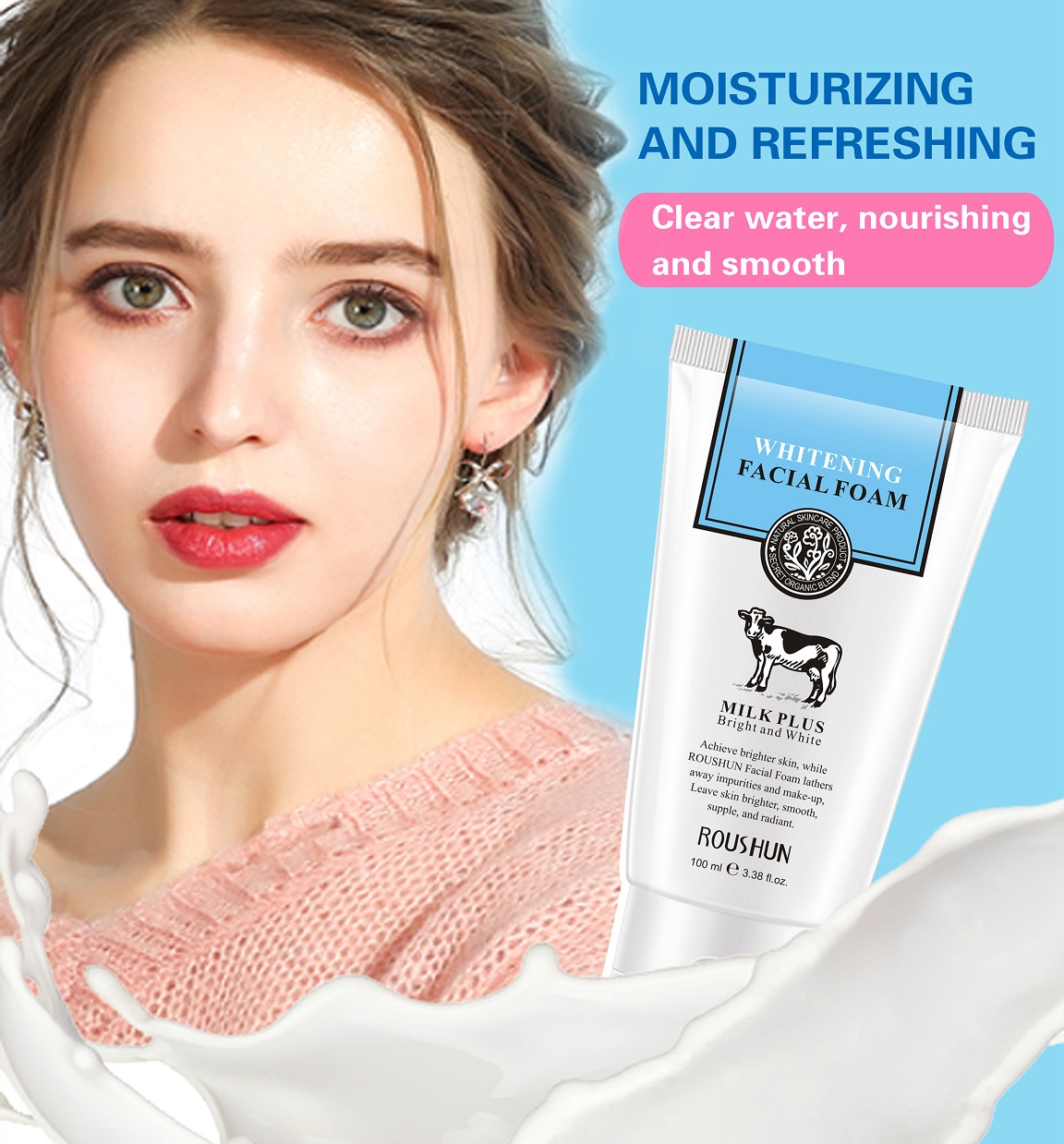 Milk Whitening Facial Foam Wash Cleanser