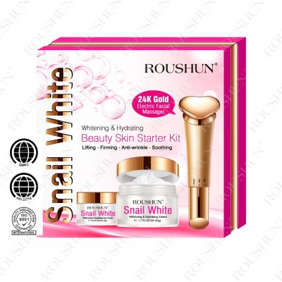  Roushun Snail Eye Cream + Face Cream +24K Electric Facial Massager .