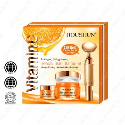  Roushun Vitamin C Eye Cream + Face Cream +24K Electric Facial Massager .