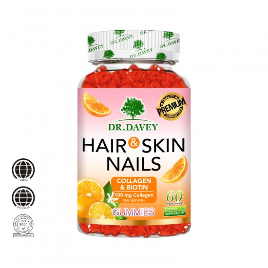  DR.DAVEY Hair & Skin Nails Collagen & Biotin Gummies .