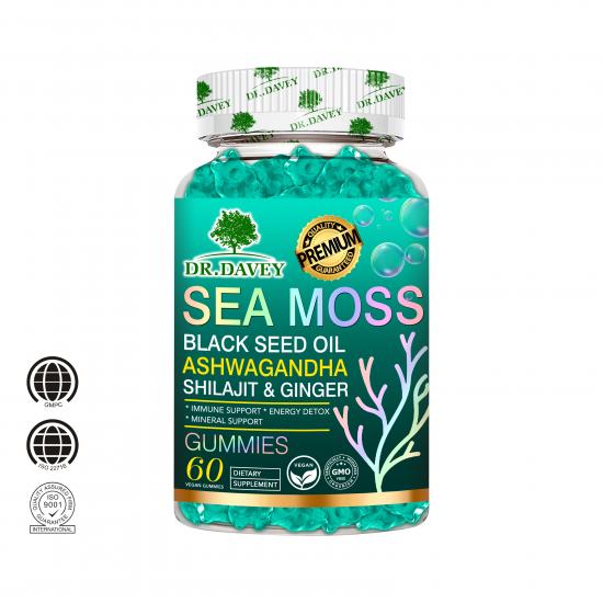  DR.DAVEY Sea Moss Gummies (with Black Seed Oil, Ashwagandha, Shilajit & Ginger) .