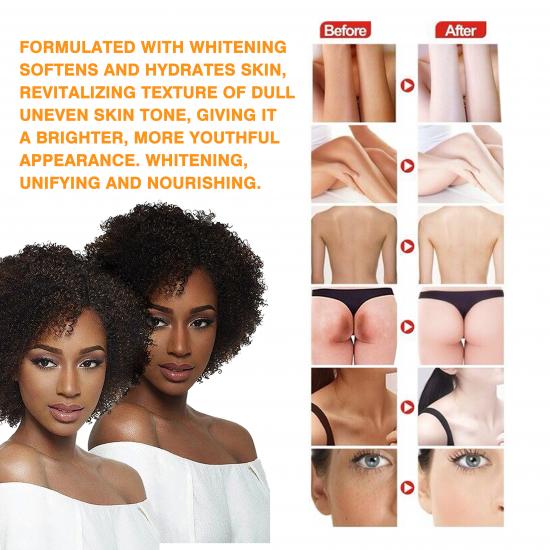  Dark skin whitening glowing body gel oil .